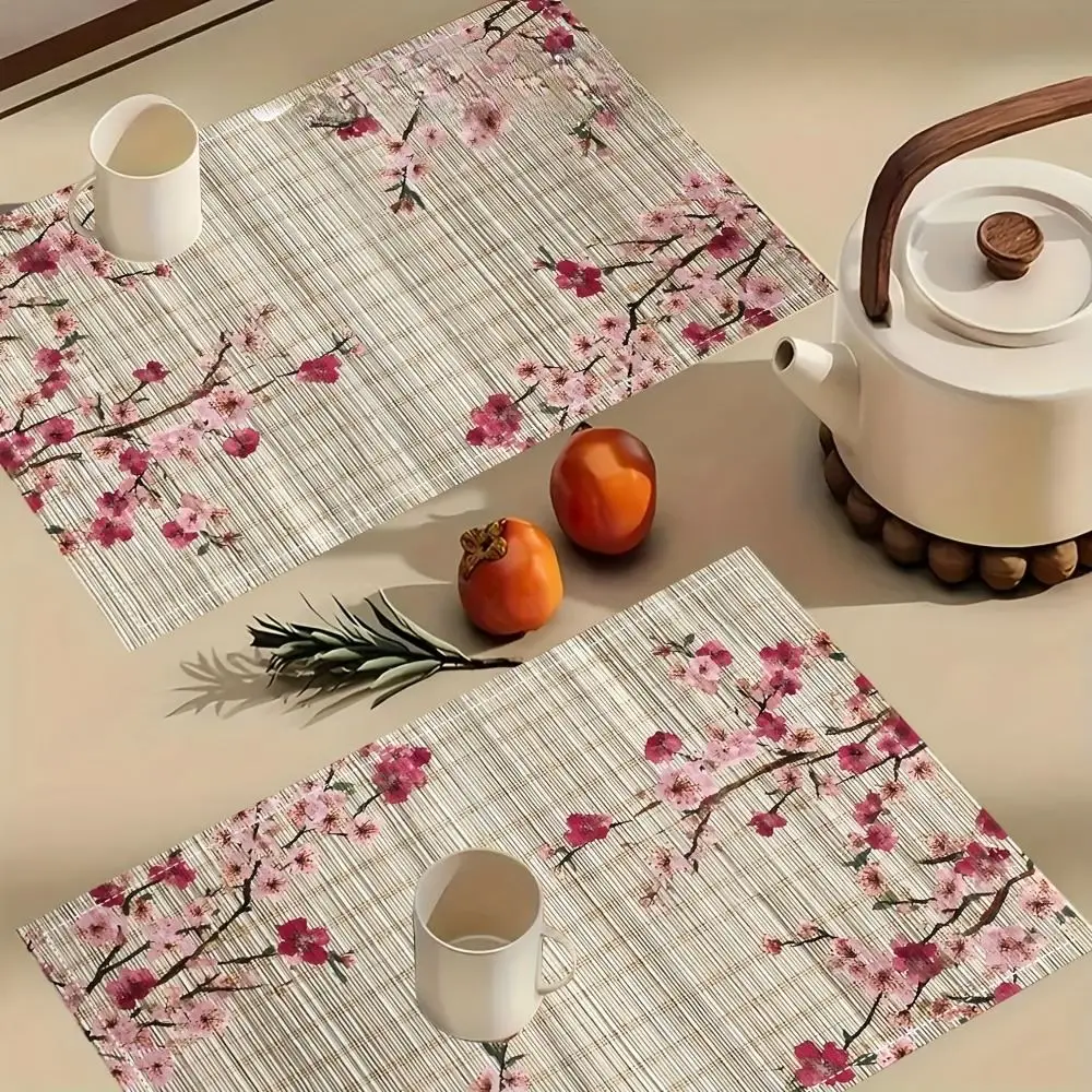 Tischset rechteckig mit Kirschblüten in Bambusoptik – Bild 2