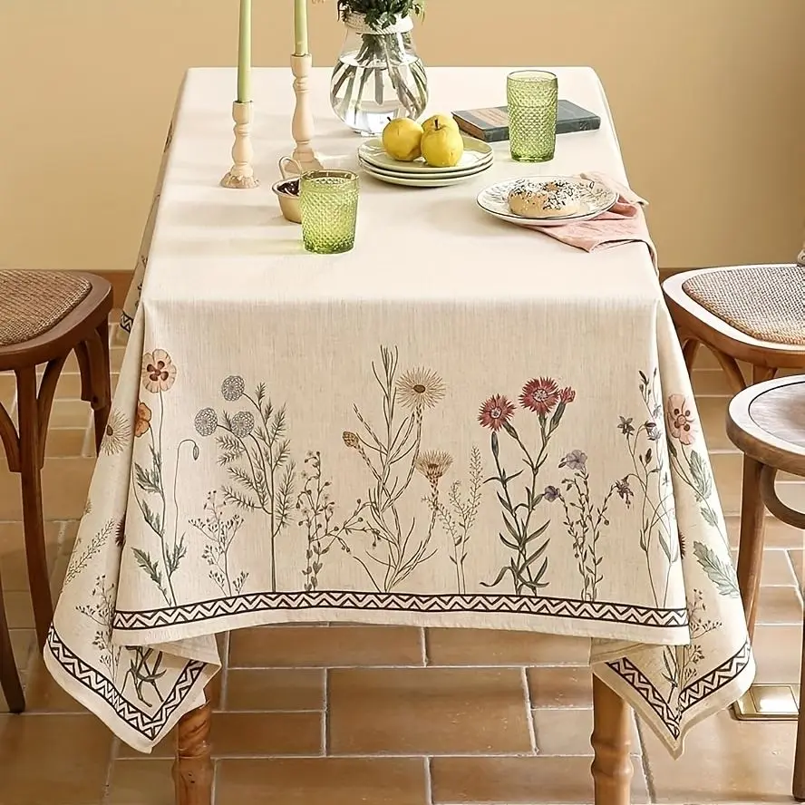 Outdoor Tischdecke mit Blumen, Wildblumen-Motiv und Bordüre – Bild 2