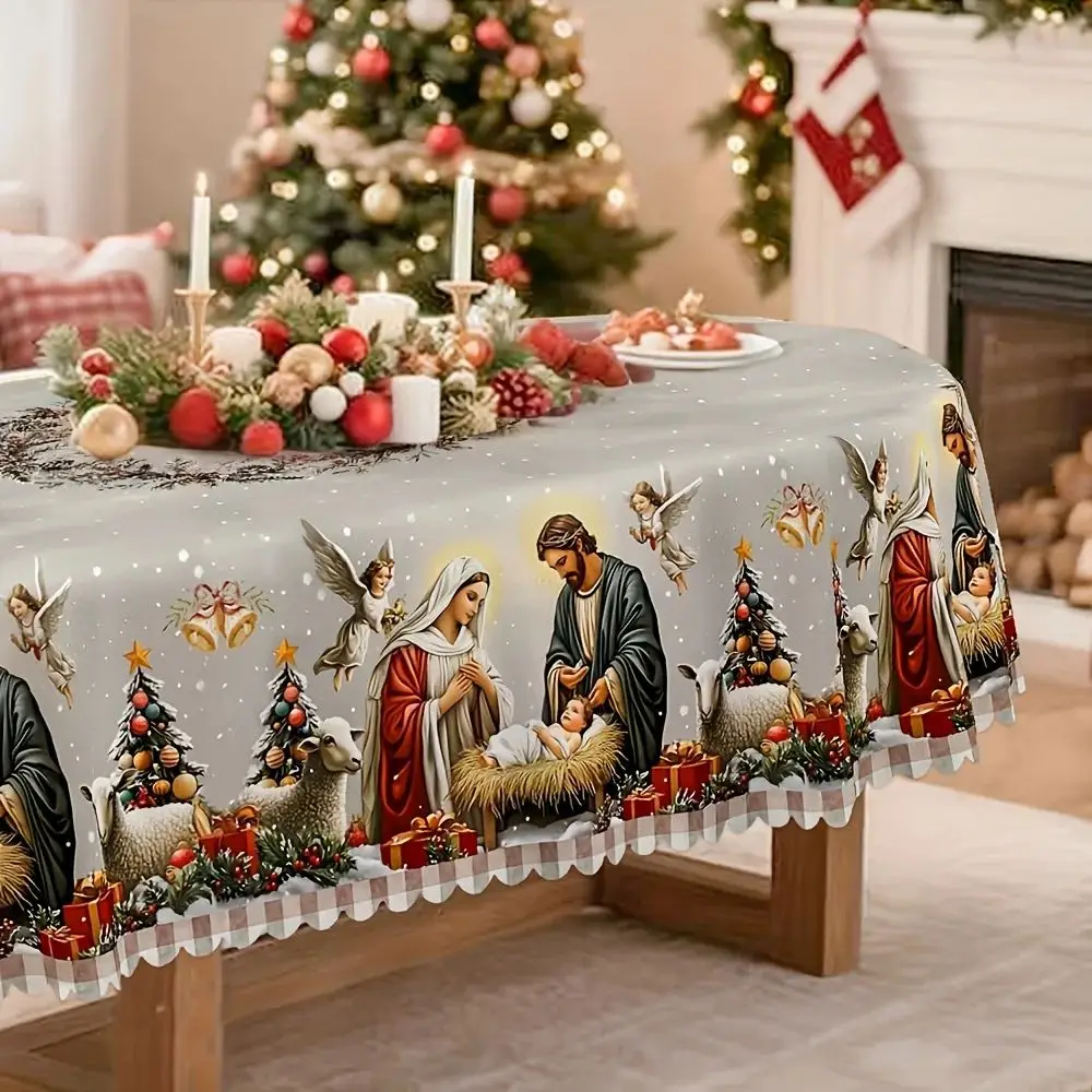 Große Tischdecke Weihnachten mit Krippenmotiv, rechteckig – Bild 2
