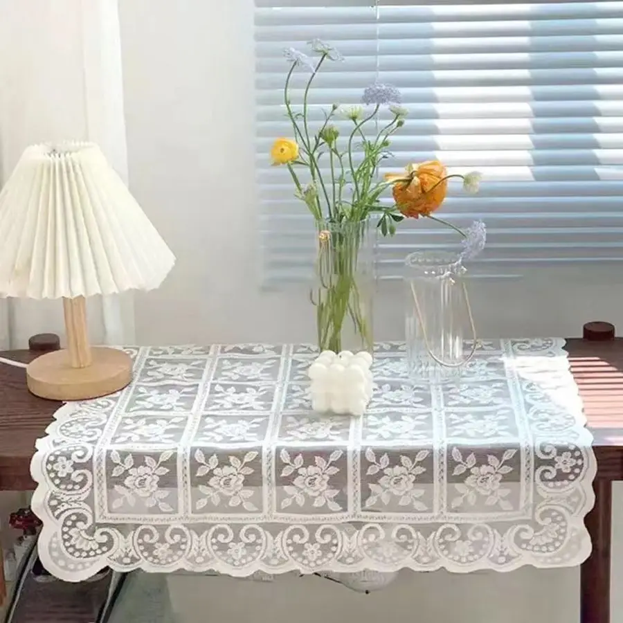 Tischdecke Spitze mit Blumenmuster und Bogenkante – Bild 3