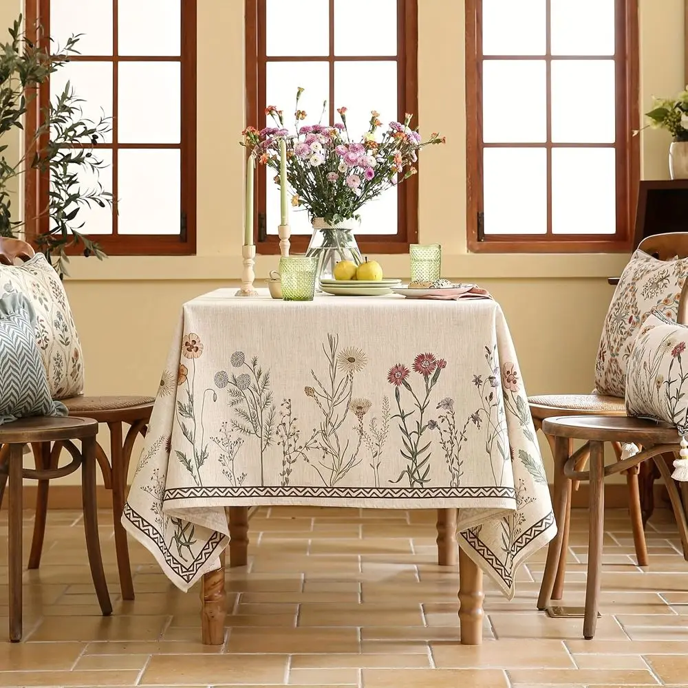 Outdoor Tischdecke mit Blumen, Wildblumen-Motiv und Bordüre – Bild 3
