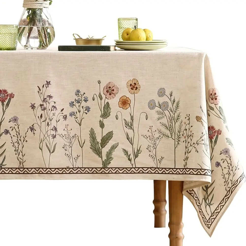 Outdoor Tischdecke mit Blumen, Wildblumen-Motiv und Bordüre – Bild 4