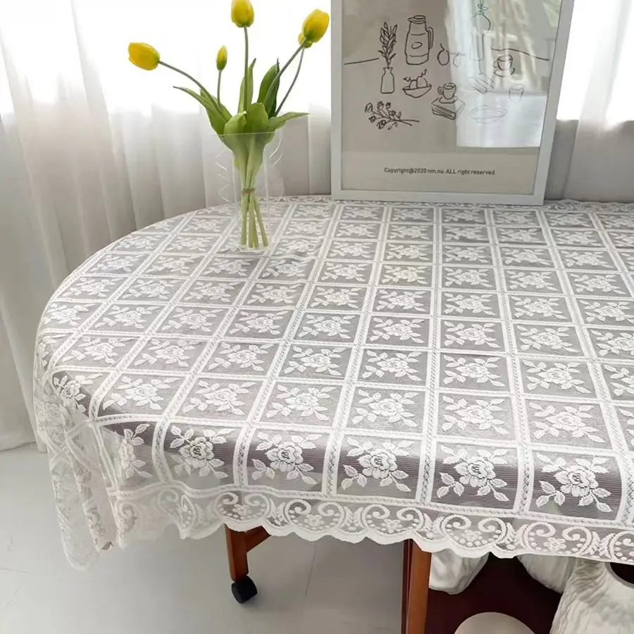 Tischdecke Spitze mit Blumenmuster und Bogenkante – Bild 5