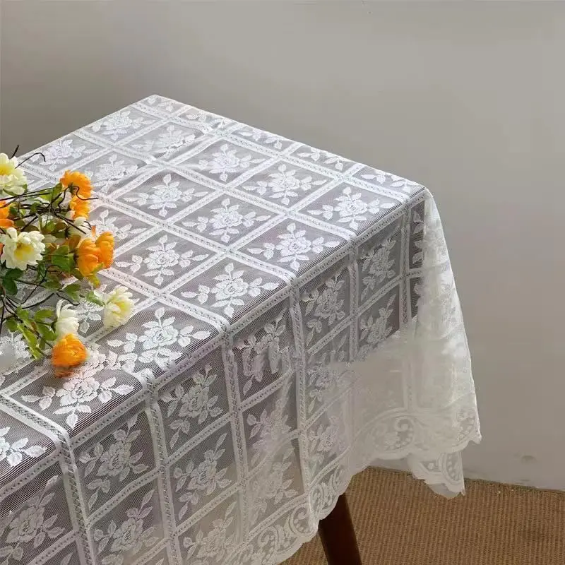 Tischdecke Spitze mit Blumenmuster und Bogenkante – Bild 6