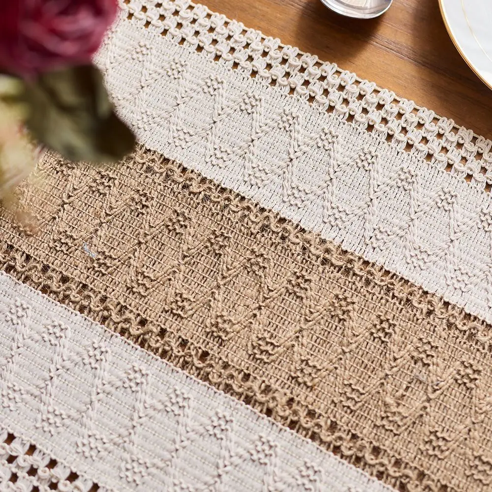Tischläufer modern mit Makramee-Fransen im Boho-Stil – Bild 6