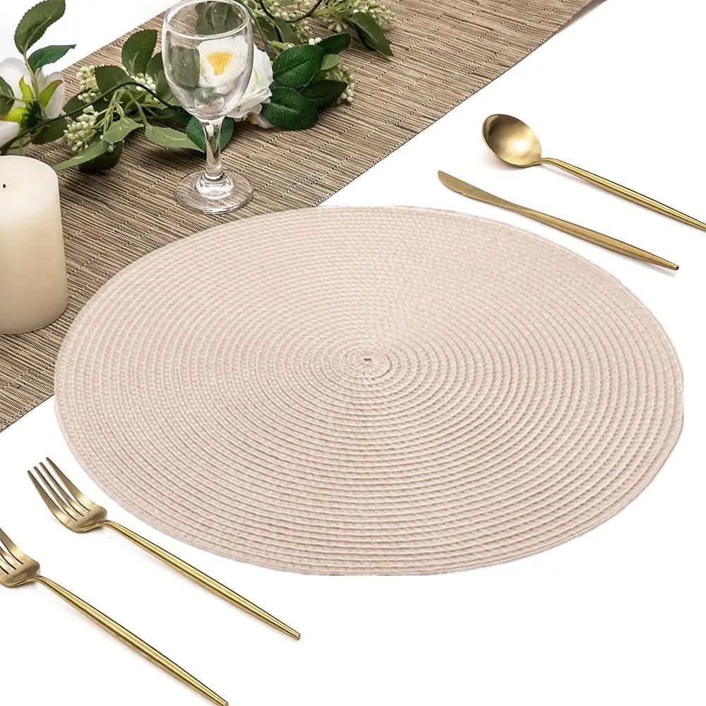 Tischset Grau rund, geflochten mit Spiralstruktur – Bild 2