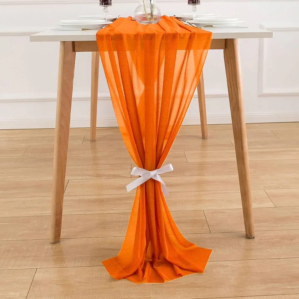 Tischläufer Orange, lang und fließend, leicht durchscheinend – Orange – leuchtend