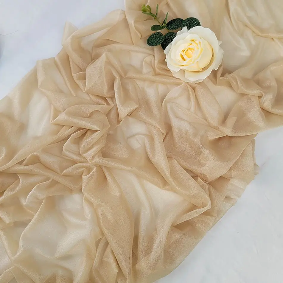 Tischläufer Orange, lang und fließend, leicht durchscheinend – Beige