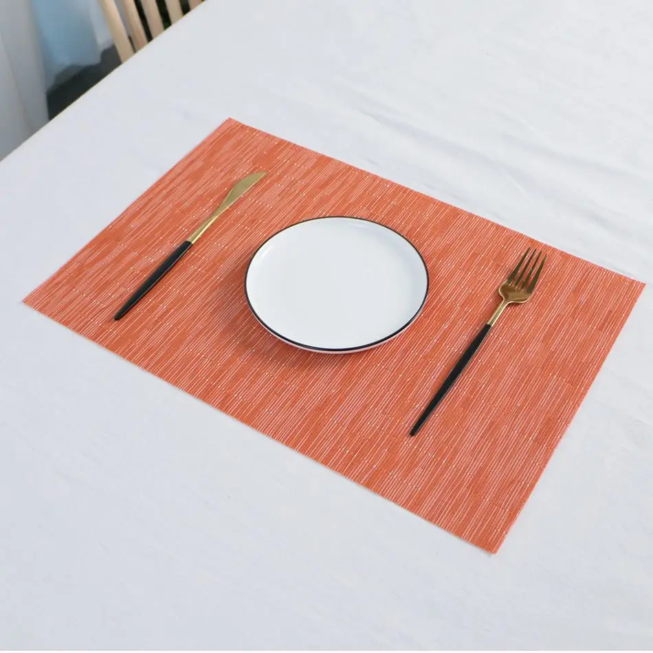 Tischset gestreift mit feiner Streifenstruktur – Orange