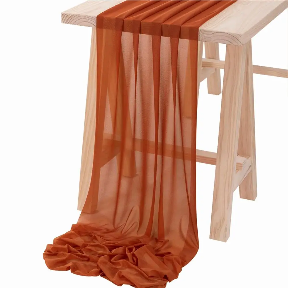 Tischläufer Orange, lang und fließend, leicht durchscheinend – Orange – Terrakotta