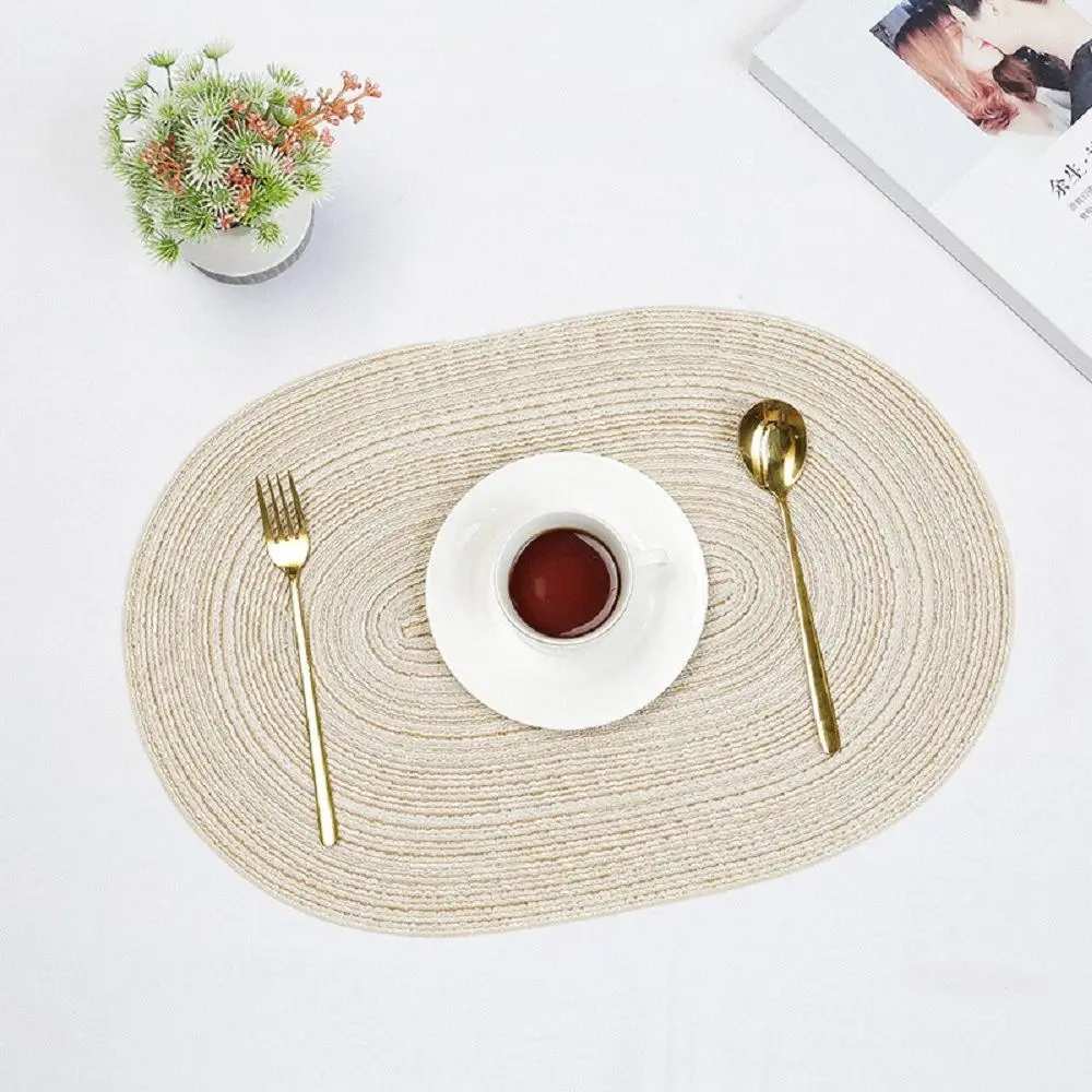 Tischset Orange oval, geflochten mit Rillenstruktur – Beige