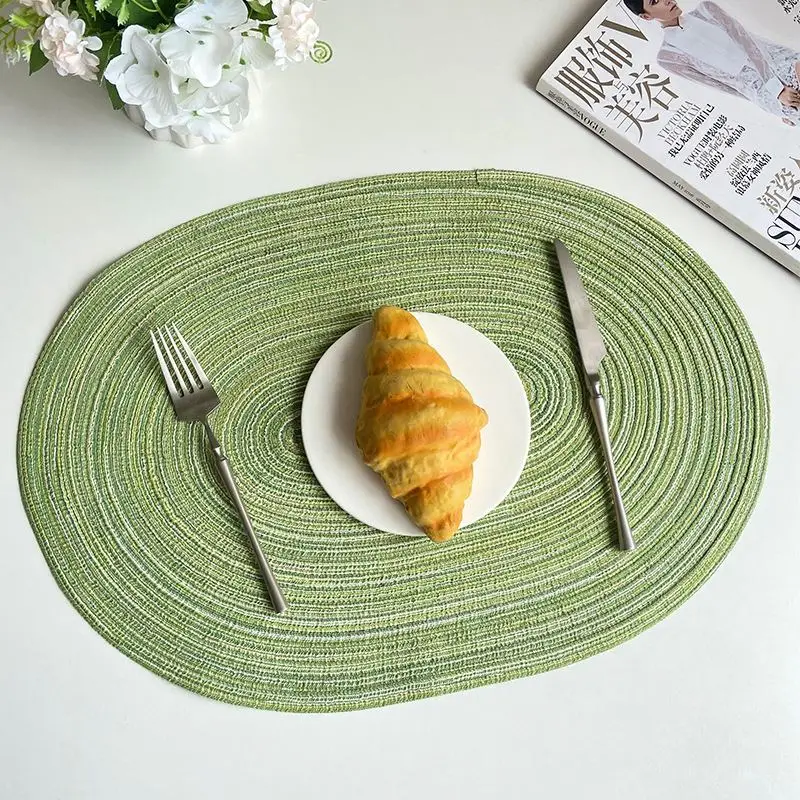 Tischset Orange oval, geflochten mit Rillenstruktur – Grün