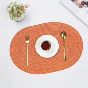 Tischset Orange oval, geflochten mit Rillenstruktur – Orange