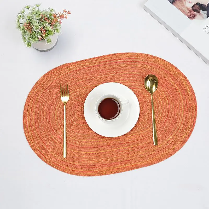 Tischset Orange oval, geflochten mit Rillenstruktur – Orange