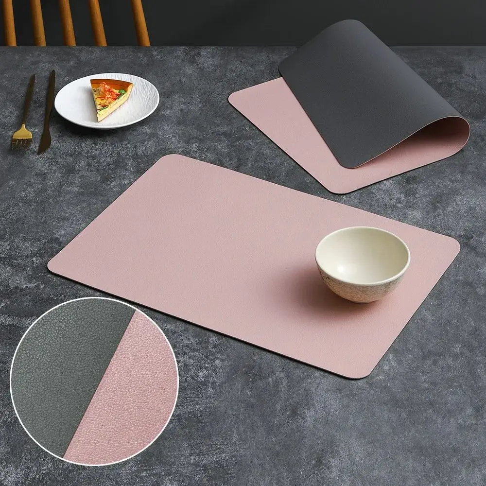 Tischset in Lederoptik, abgerundete Ecken, beidseitig – Rosa