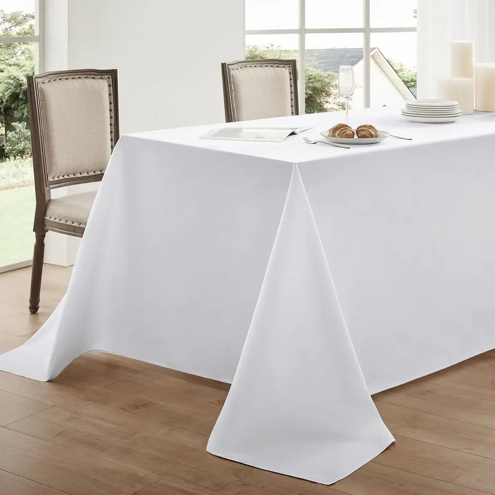 Tischdecke Weiß abwaschbar, rechteckig, aus Polyester – Weiß