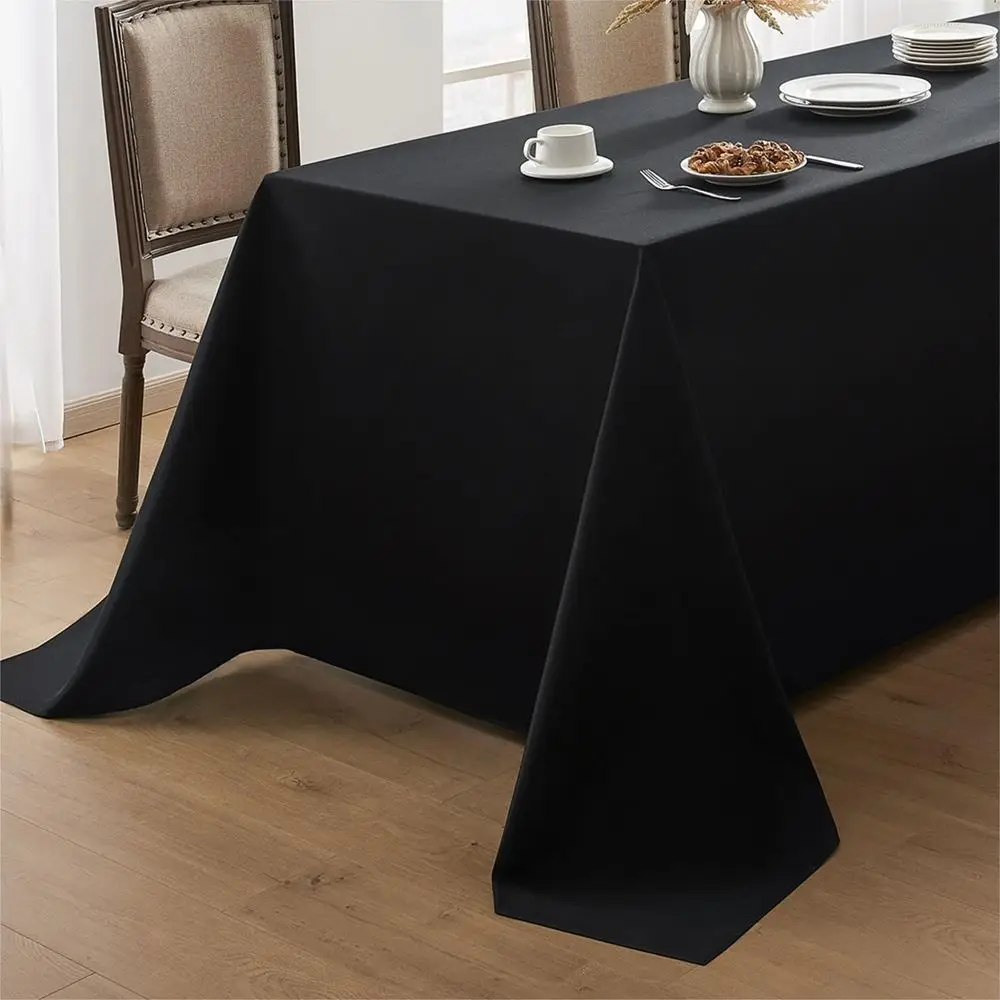 Tischdecke Weiß abwaschbar, rechteckig, aus Polyester – Schwarz