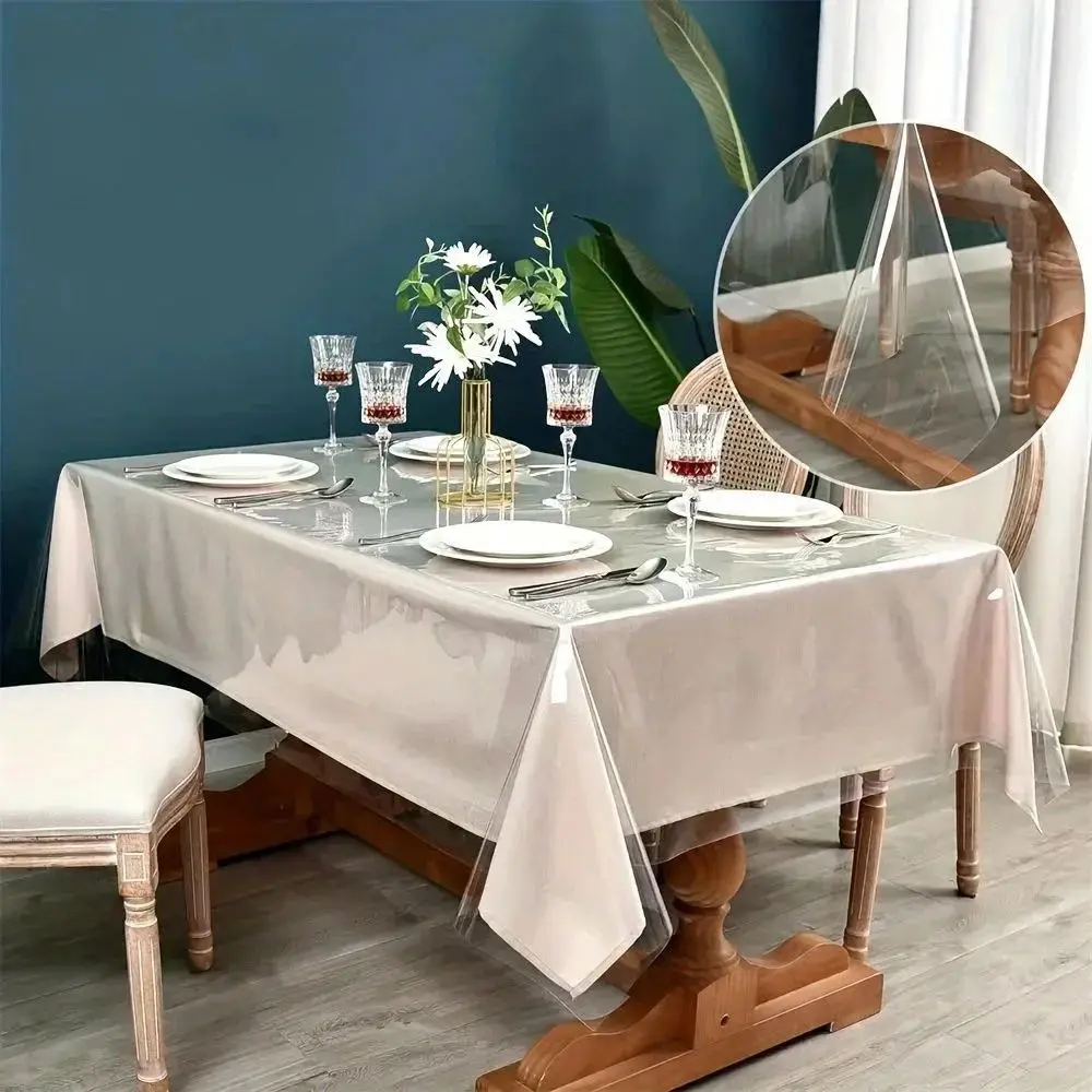 Transparente Tischfolie mit abgerundeter Kante – Transparent