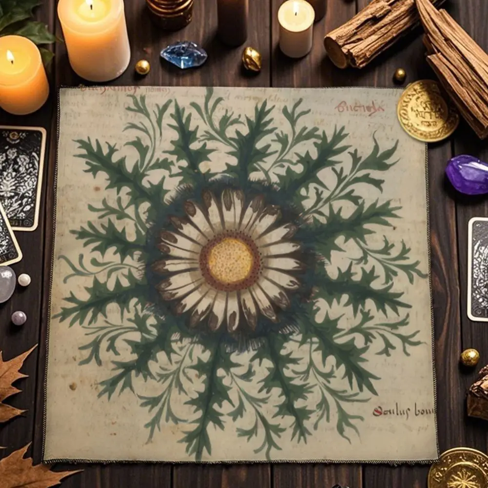 Stoff Tischdecke mit Sonne und Mond, quadratisch, waschbar – Olivgrün – Pflanzenmuster