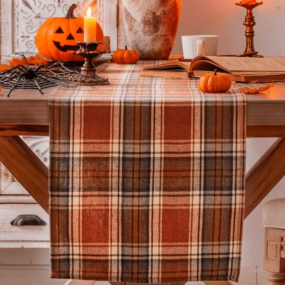 Tischläufer kariert im Herbstlook – Orange