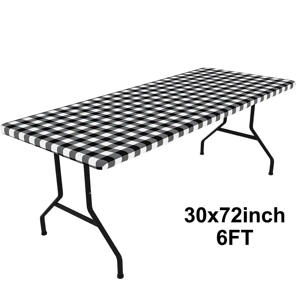 Tischdecke Schwarz kariert, rechteckig mit Spannrand – Schwarz