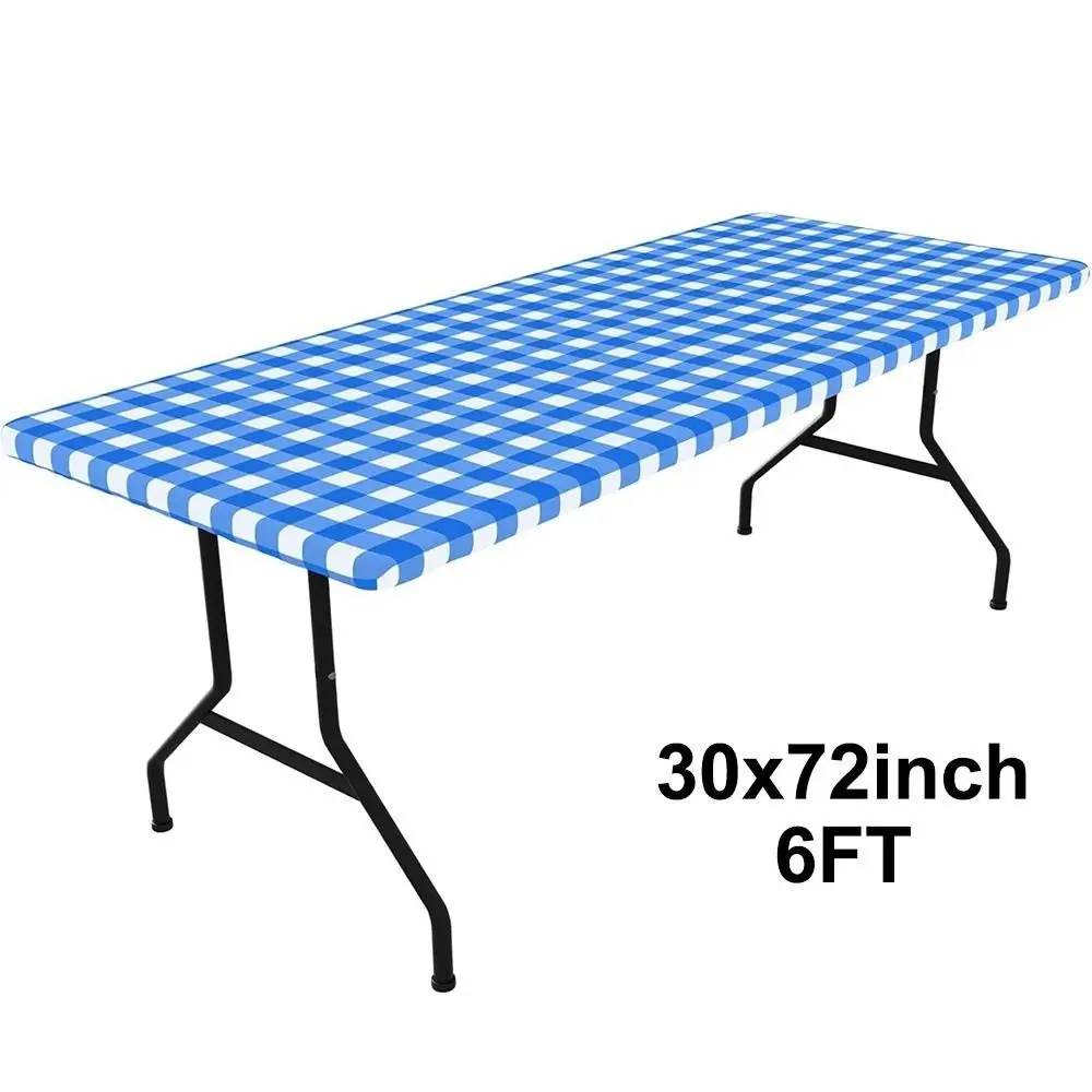 Tischdecke Schwarz kariert, rechteckig mit Spannrand – Blau