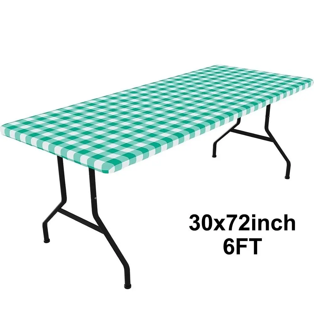 Tischdecke Schwarz kariert, rechteckig mit Spannrand – Grün